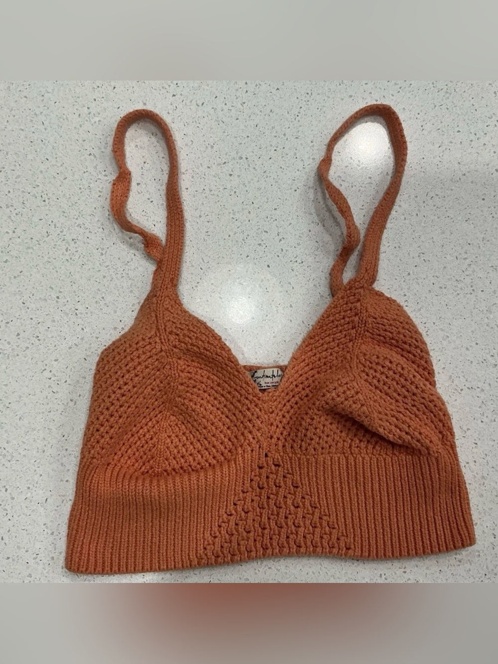Intimately Free People Cropped tank top women’s small Orange Crochet Knit